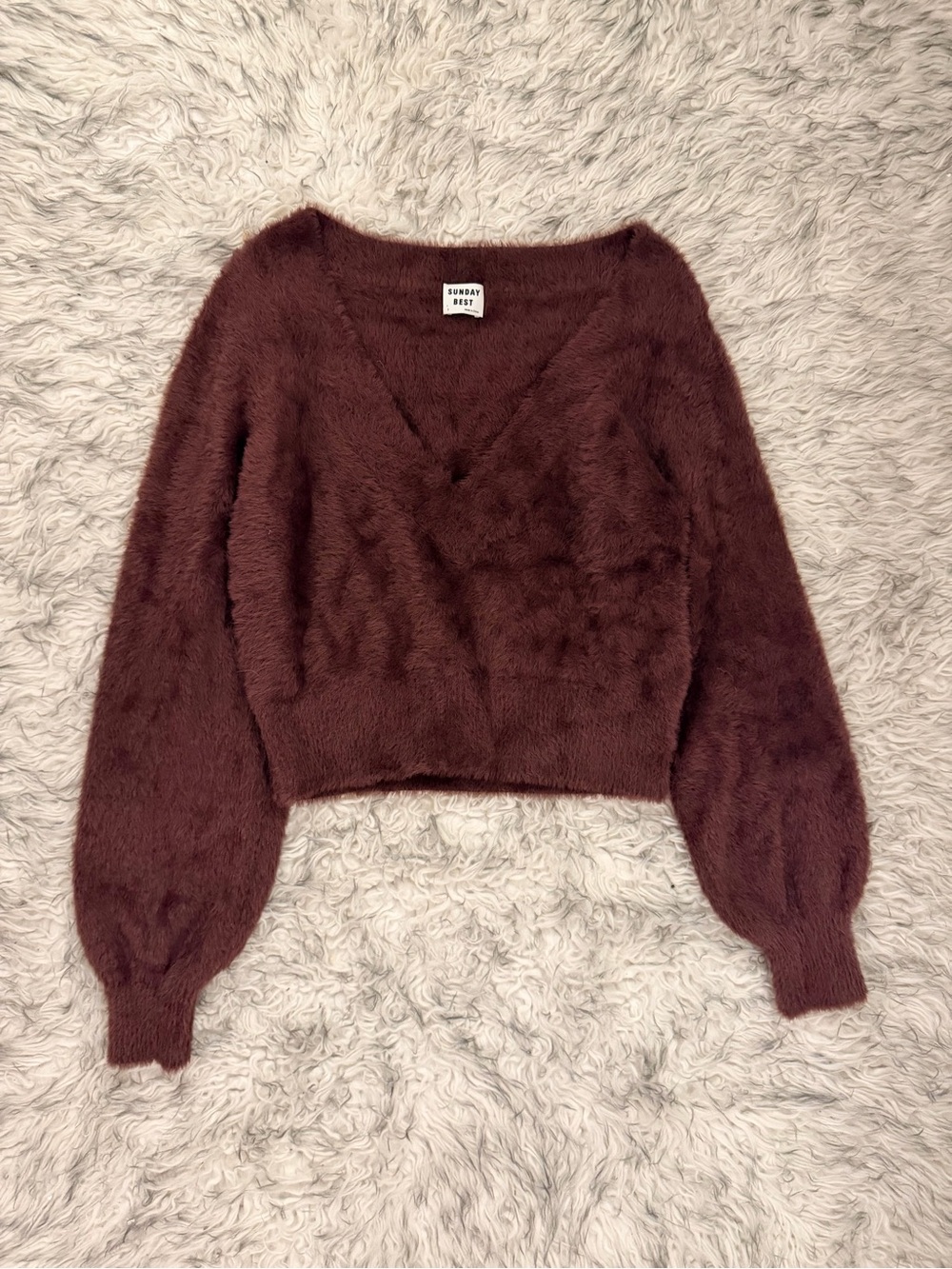 Sunday Best ‘Kitten’ V-Neck Sweater - Sumac Burgundy